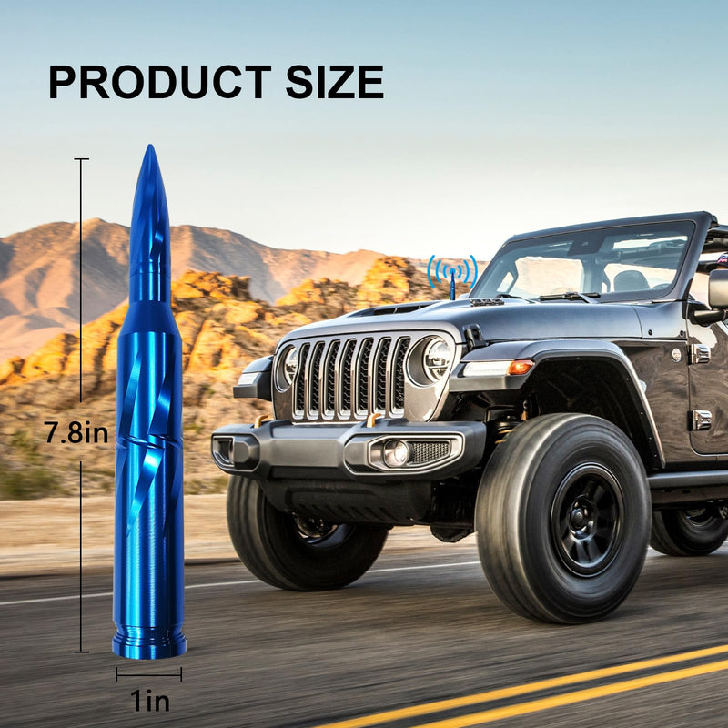 [AUSTRALIA] - 7.8in Car Truck Bullet Antenna 50 Cal Bullet Antenna Truck Accessories Universal Replacement for GMC Sierra 1500 Chevy Dodge Ram Silverado 1500 2500 3500 Ford F150 F250 F350(Blue, 7.8inch) Blue 