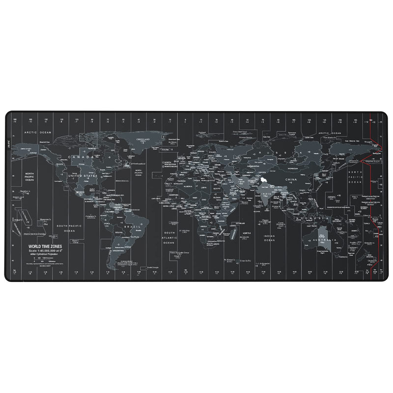 JIALONG New Upgraded Version Large Mouse Pad Desk Mat Comfortable Mousepad with Personalized Design Extended Size 35.4 X 15.7X 0.12 inches for Laptop, Computer and PC - Black World Map Typ 1