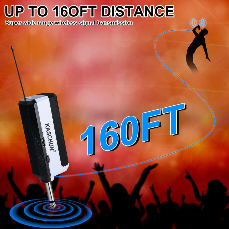 Wireless Rechargeable Metal Handheld UHF Karaoke Microphone, 160Ft Range, 2 Mics, 1 Receiver, 6-8Hrs Battery Life
