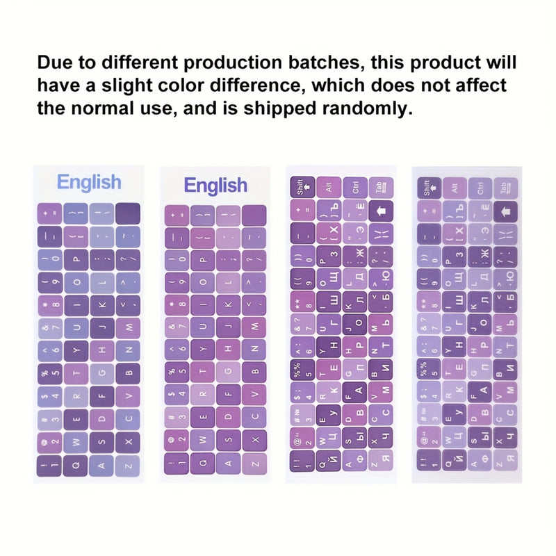 Purple English Keyboard Stickers, Universal Replacement | Purple English keyboard stickers and universal replacement key decals for laptop desktop PC.