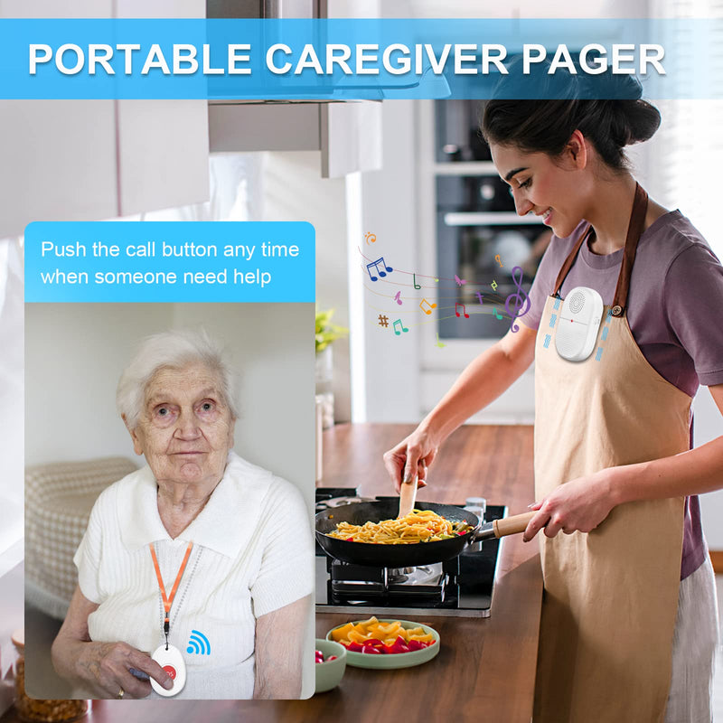 ChunHee Wireless Caregiver Pager Call Button Nurse Alert System Call Bell for Home/Elderly/Patient Emergency Vibration Pager 1 Transmitter+1 Receiver(800+Feet Operating Range) 1Transmitter+1Receiver