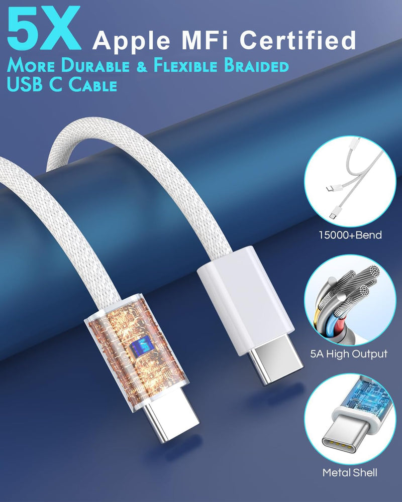 iPhone 15 Car Charger, 2Pack 40W Dual Port USB C Car Charger Adapter+ 2Pack 60W USB C to C Cable Fast Charging Syncing Cord for iPhone 15/15 Pro/15 Pro Max/15 Plus,iPad Pro/iPad Mini 6/iPad Air