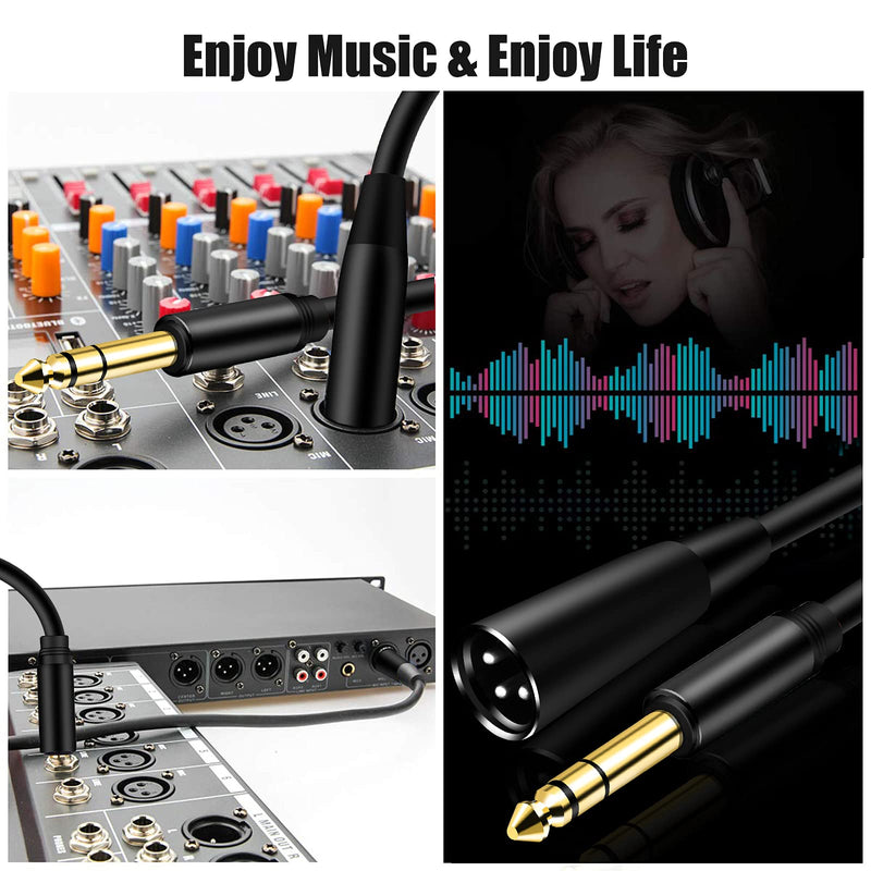 1/4 Inch TRS to XLR Cable 10Ft 2pack, 6.35mm Male to XLR 3 pin Male Balanced Cable,for Microphone, Audio Mixer, Speaker, Studio and More 10Ft-[2pack]