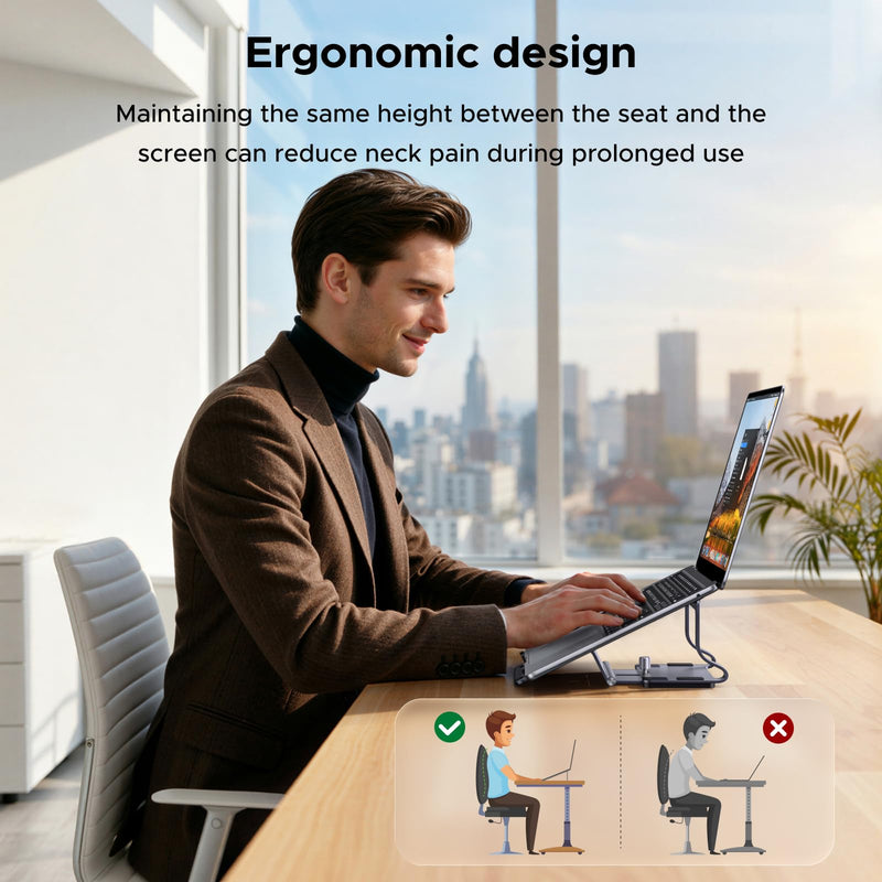 UGREEN 2-in-1 Laptop Stand for Desk, Horizental & Virtical Laptop Holder | Durable Aluminum Stand for Stability with Silicone Protection, Fits 13-16.2 inch Laptops and Tablets, Grey