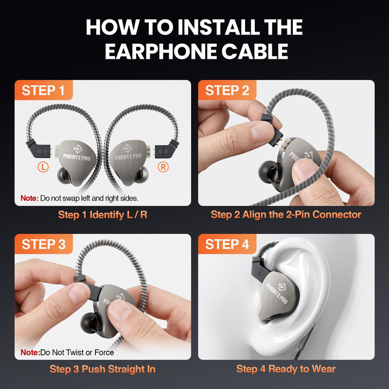 Phenyx Pro Hybrid Dual Driver in-Ear Monitor Earphones PME-20 | Noise-Isolating Stereo IEM, Detachable 2-Pin Cable, Tangle-Free Design, Singers, Musicians, Gaming