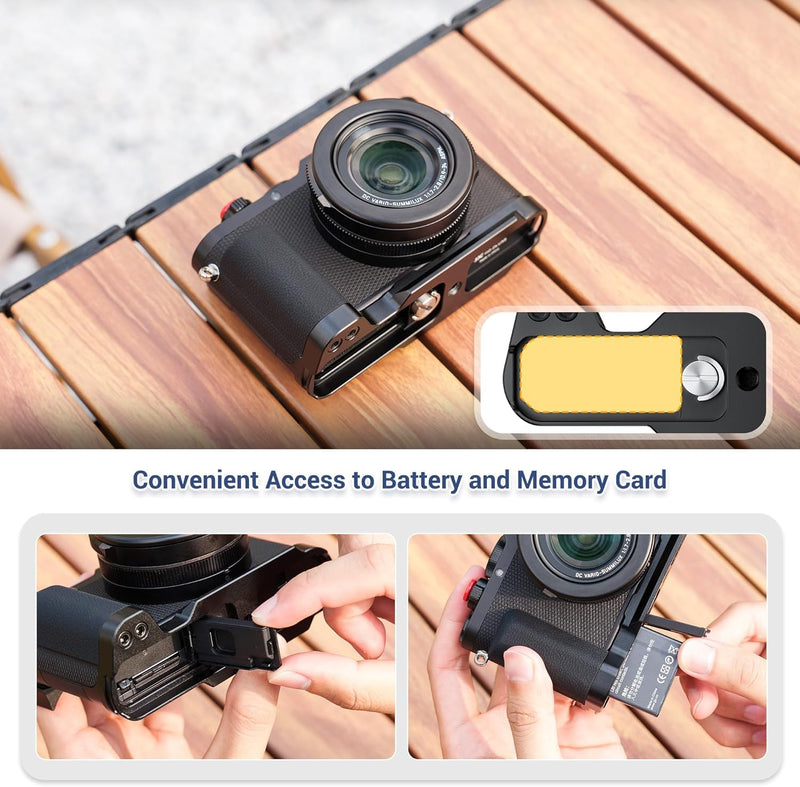 [AUSTRALIA] - D-LUX8 Handgrip, L-Shape Bracket Handle for Leica D-LUX8 D-LUX 8 Camera, with Built-in Arca Quick Release Plate & Battery Compartment Opening, DLUX8 Hand Grip Holder Anti-Slip Microfiber Pads Design 