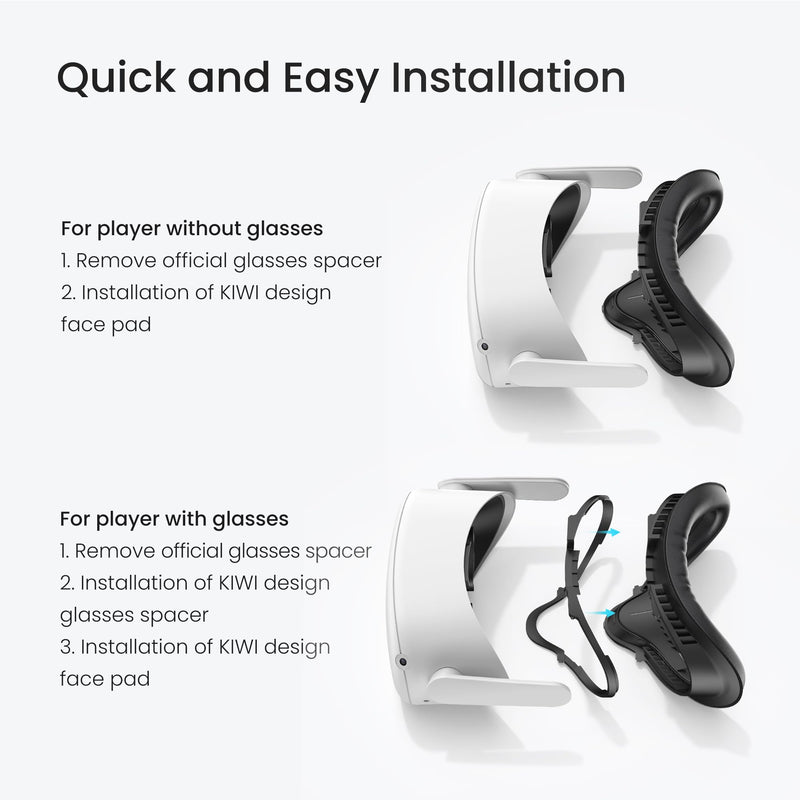 KIWI design Comfort Face Cushion Pad Compatible with Quest 2 Accessories, Breathable Facial Interface and Glasses Spacer