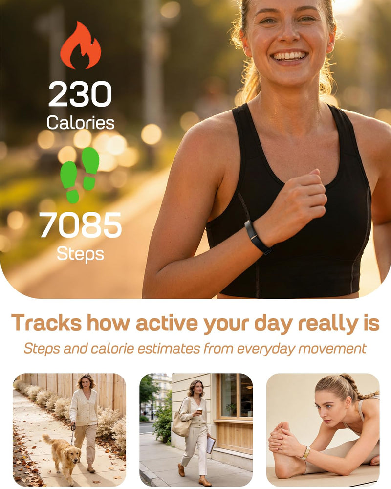 FITVII Screenless Fitness Tracker for Women Men, Health & Fitness Wearable | 24/7 Heart Rate, Blood Pressure and HRV Sleep Monitor, Subscription Free Activity Tracker for Android & iPhone Black