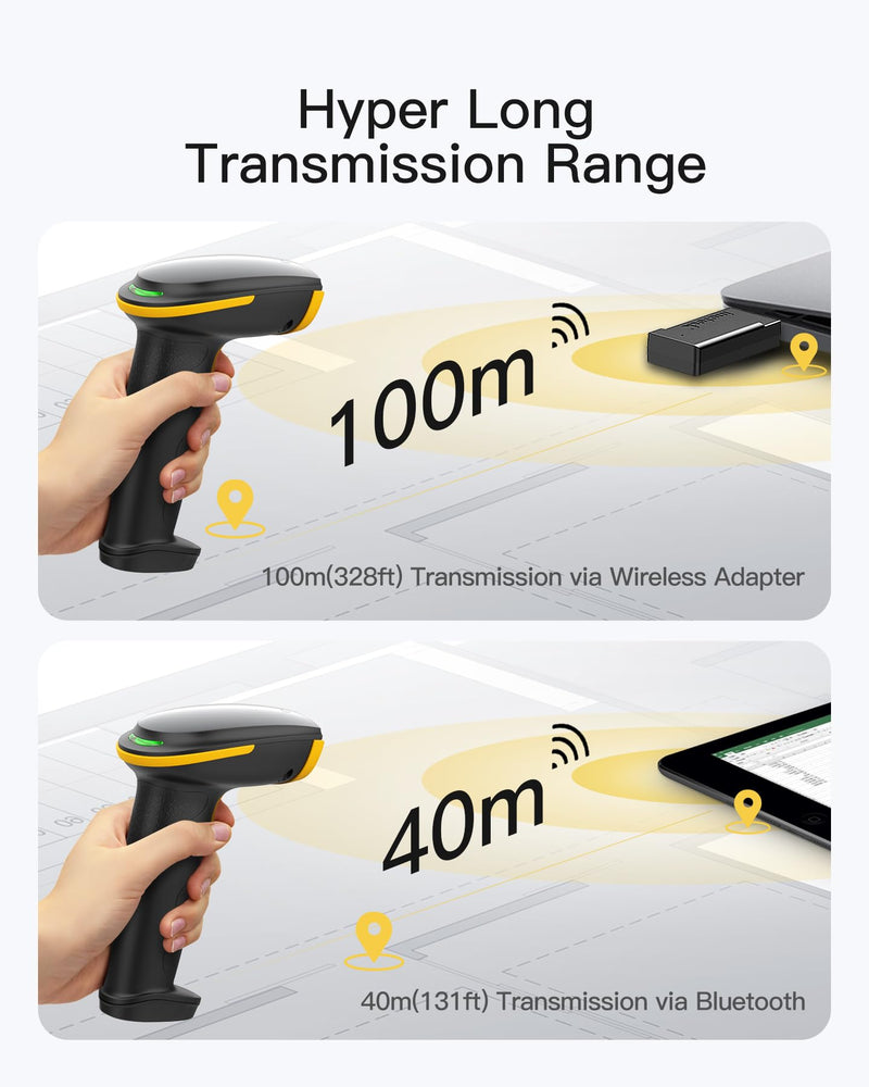 Inateck 2D Barcode Scanner with Intelligent Stand, Wireless QR Code Scanner, Handheld Scanner with APP and SDK, 2D Imager with 2600mAh Battery, BCST-35