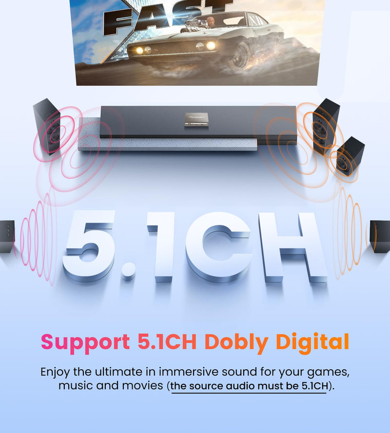 avedio links 4K HDMI Audio Extractor Splitter, 1080P HDMI to HDMI Audio Converter + Optical Toslink SPDIF + L/R Stereo Analog Audio, HDMI Audio Adapter for Fire Stick, Blu-Ray Player (4K 30Hz Grey) 4K 30Hz Grey