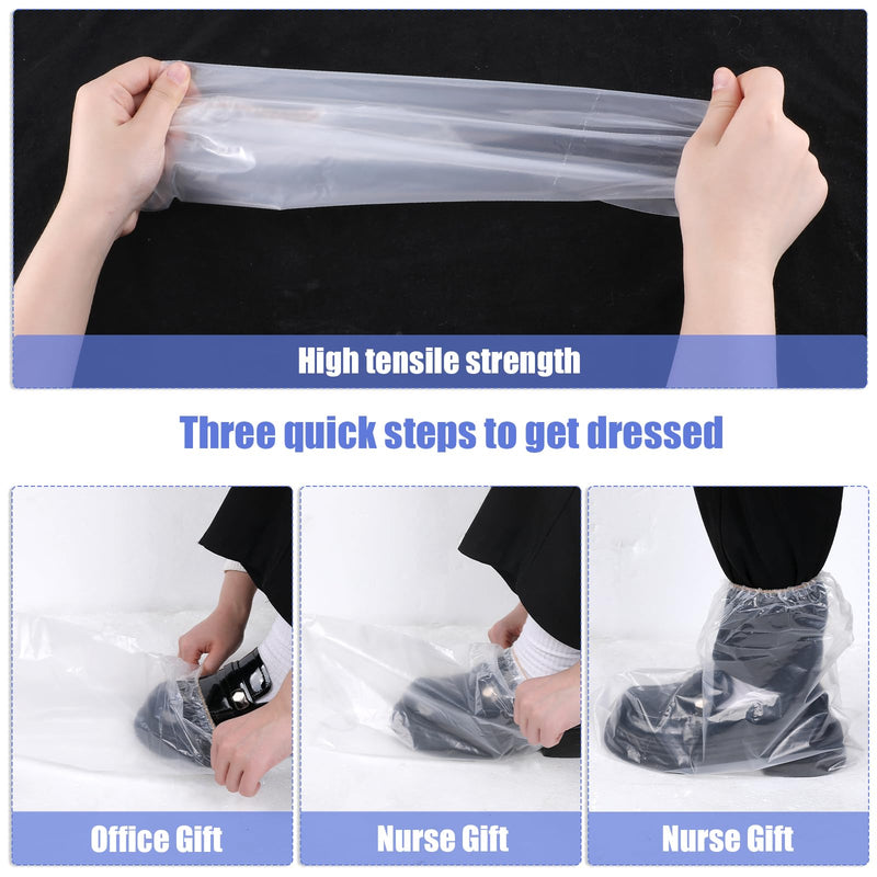10 Pairs Waterproof Rain Shoe Covers with Elastic Band, Disposable Boot Covers for Men and Women, Transparent Overshoes Waterproof Non-Slip for Outdoor Camping