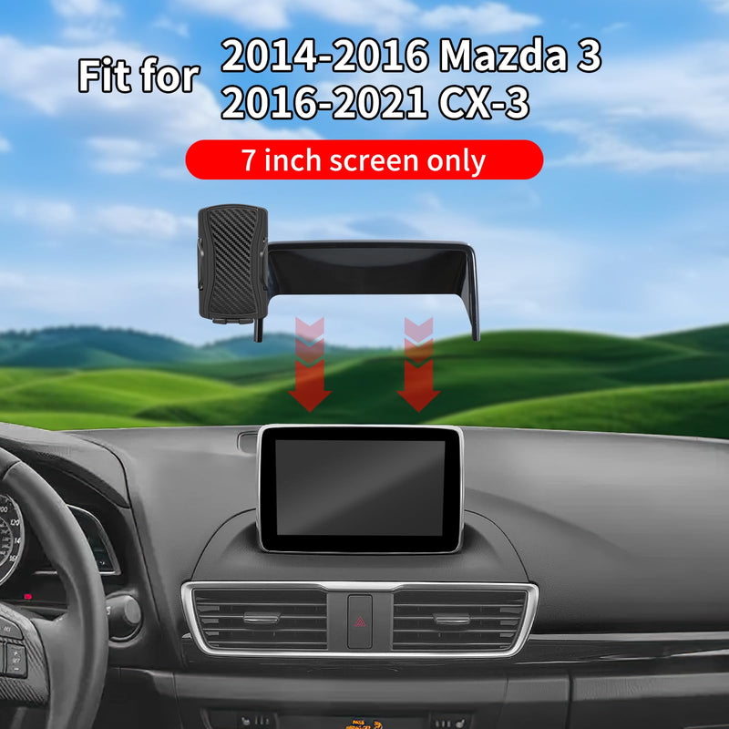 Car Phone Holder for 2014-2016 Mazda 3/2016-2021 CX-3（7 inch Screen），for Smartphone Cradle Auto Accessories Bracket Anti-Shake，360 Degree Rotation，for All Cell Phones