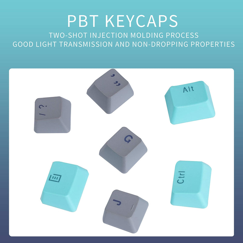 IOAOI 60 Percent Keycaps, 61 Keycaps OEM Profile Keycaps PBT Keycaps for Cherry MX Switches /GH60/ RK61/ ALT61/ Annie Mechanical Keyboards with Key Puller (Cyan Gray) - Only Keycaps Color04