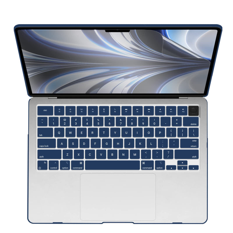 IBENZER Compatible with 2024 2023 2022 MacBook Air 13 inch Case M3 A3113 M2 A2681, HardShell Case & KeyboardCover & ScreenFilm & Type-C Adapter for Mac Air 13.6, Navy Blue, AT13-KK-NVBL+2TC For Macbook Air 13.6" M3 A3113 M2 A2681