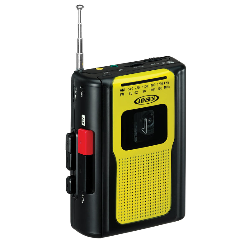 Jensen Retro Portable AM/FM Radio Personal Cassette Player Compact Lightweight Design Stereo AM/FM Radio Cassette Player/Recorder & Built in Speaker (Yellow) Yellow