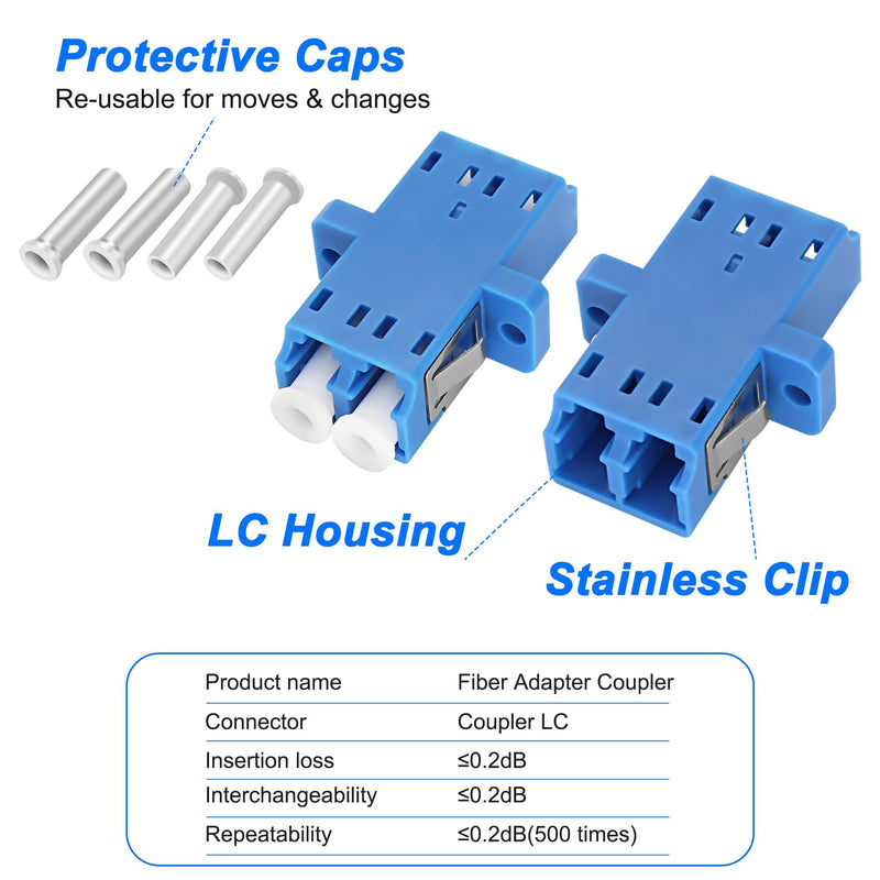 [AUSTRALIA] - XMSJSIY LC-LC Fibre Optic Connector Coupler LC Female to LC Female Adapter Duplex LC/UPC Coupler Fibre Optic Connector Extend for Network Internet - 10 Pieces 