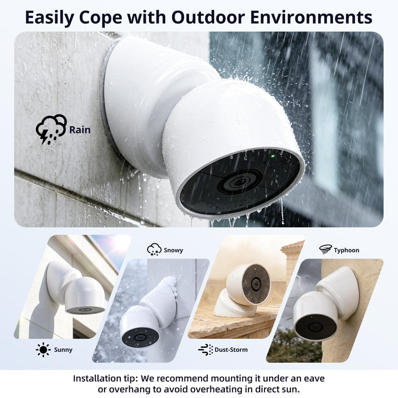 Magnetic Wall Mount Compatible with Google Nest Cam Outdoor (Wired, 2nd Gen) and Outdoor or Indoor, Battery, 4 Installation Methods, Nest Camera Replacement Angled Mount, Nest Cam Desk Stand