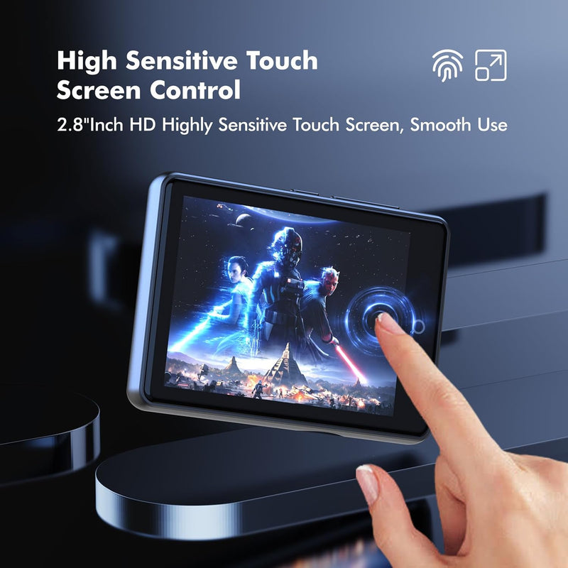 64GB MP3 Player with Bluetooth 5.3, Portable Music Player 2.4" Full Touchscreen with Speaker, FM Radio, Voice Recorder, E-Book (Earphones Included)