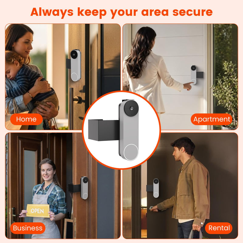 Anti-Theft Doorbell Mount Compatible with Google Nest Doorbell (Battery) | No-Drill Video Doorbell Camera Mount for Apartments & Rentals, Secure Mounting Bracket Case with No Block Motion Sensor