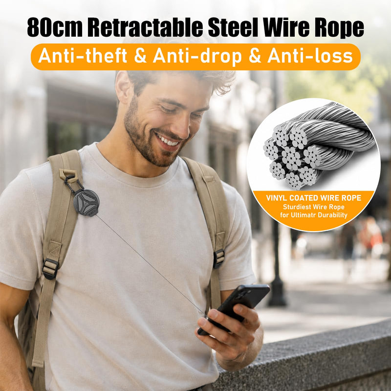 Magnetic Anti Theft Phone Strap, Retractable Steel Cell Phone Lanyard with Heavy Duty 1