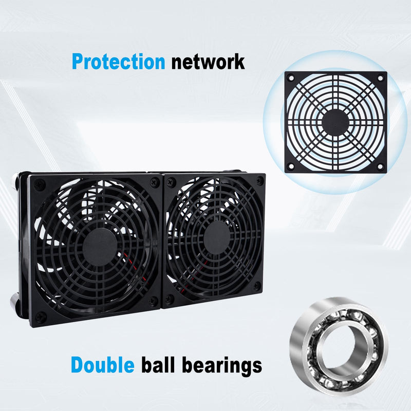 Quiet Dual 120mm USB Fan Dual-Ball Bearings, USB Fan 5V, with L/M/H 3-Degree Speed Controller High Airflow Cooling Fan for Router Modem Receiver DVR PlayStation Xbox TV Box