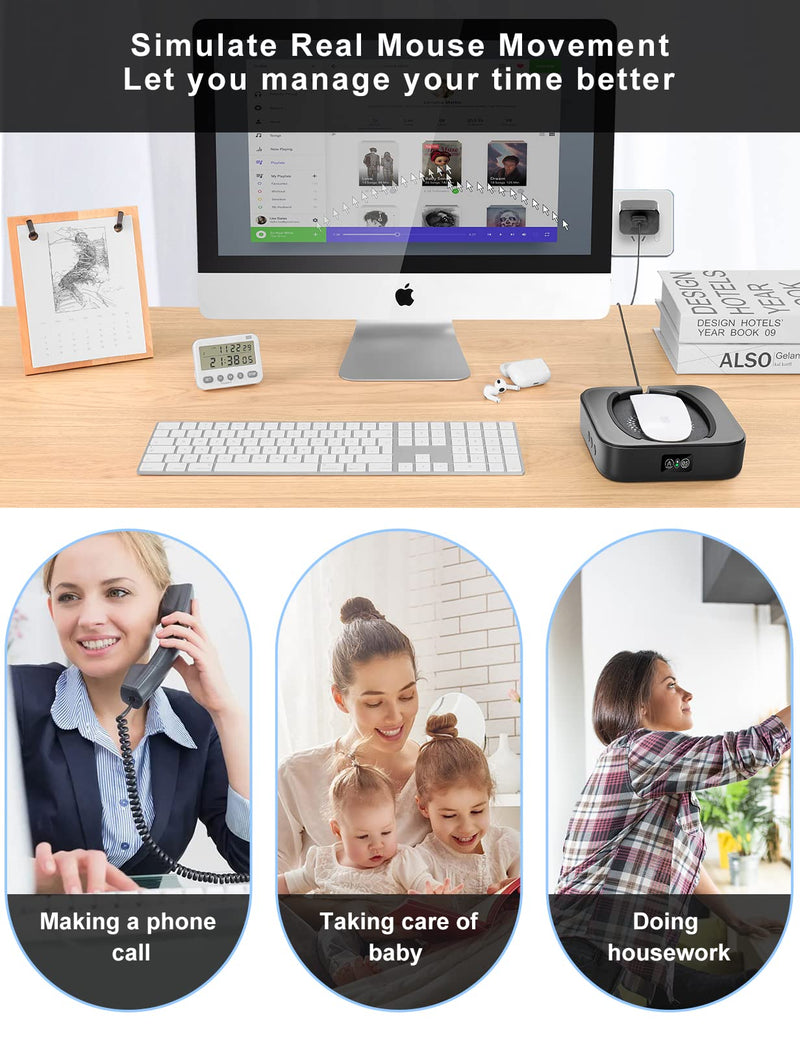 Meatanty Mouse Mover Undetectable, Super-Silent Mouse Jiggler Device Move Randomly, Automatic Wiggler Shaker Giggler, Adjustable Interval Timer, Keep Computer Laptop Active for Office Home Remote Work Mechanical Mouse Jiggler