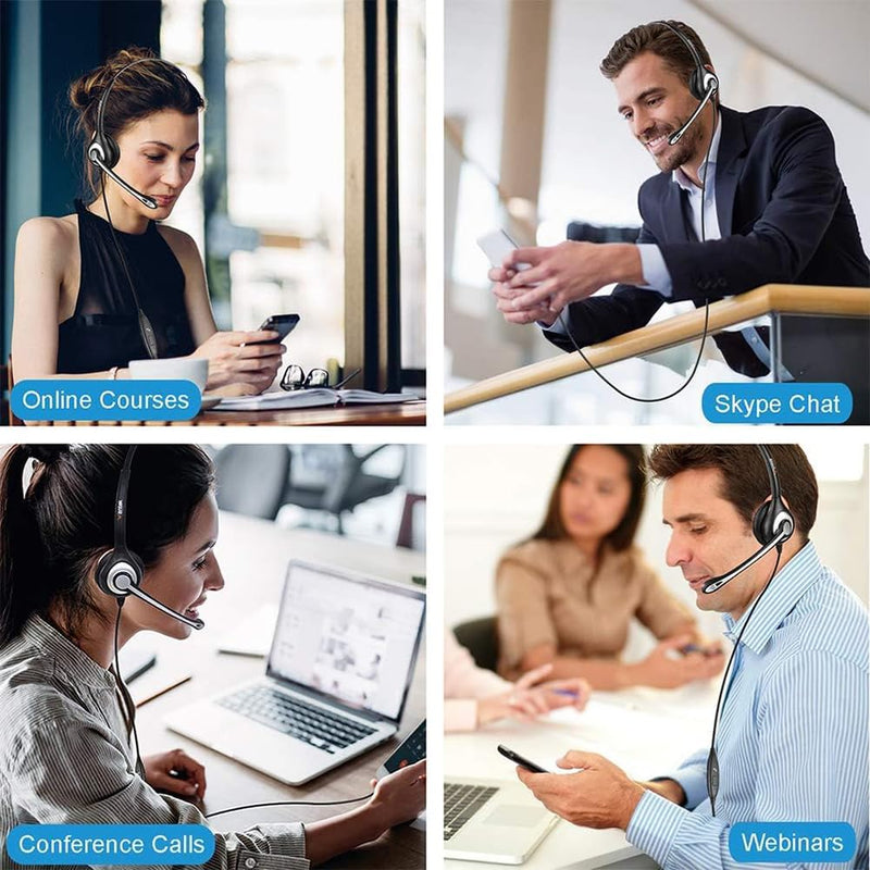 [AUSTRALIA] - Wantek Phone Headset Wired Computer Headset with Microphone – Noise Cancelling 3.5mm/2.5mm Headphones for PC, Laptop, Mac, iPhone, Samsung – Compatible with Zoom, Teams, Call Center, Home Office 602 