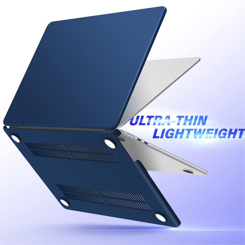IBENZER Compatible with 2024 2023 2022 MacBook Air 13 inch Case M3 A3113 M2 A2681, HardShell Case & KeyboardCover & ScreenFilm & Type-C Adapter for Mac Air 13.6, Navy Blue, AT13-KK-NVBL+2TC For Macbook Air 13.6" M3 A3113 M2 A2681