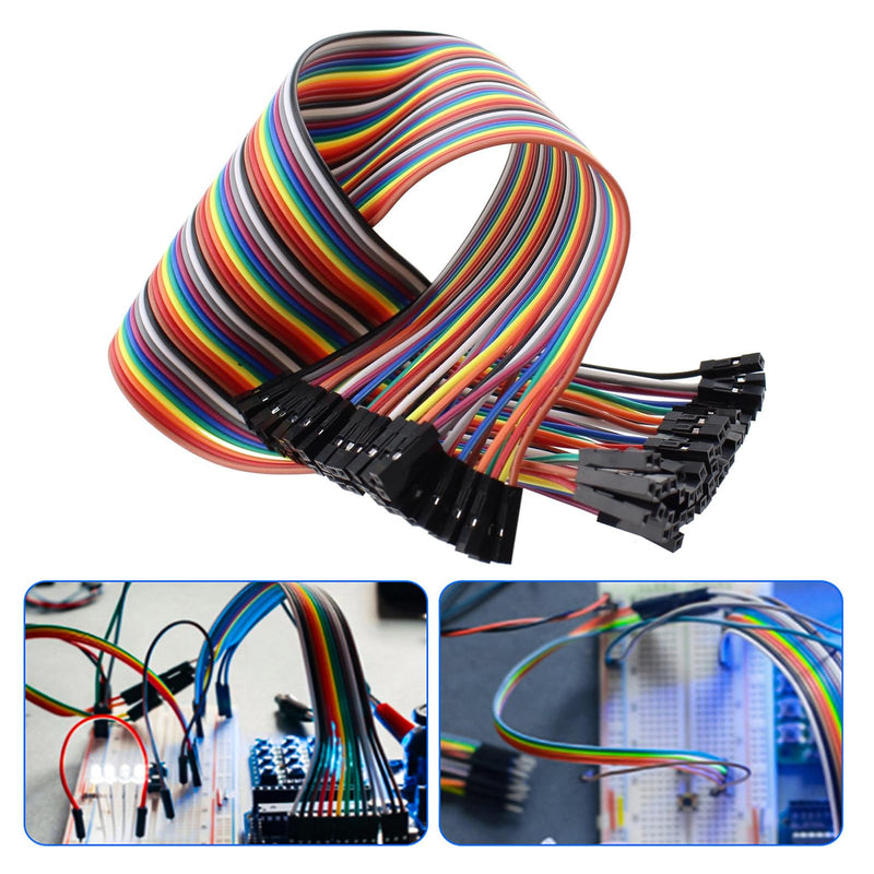 Leloco Dupont Jumper Cable Set 160 Pieces, Female-Female, Cable Jumper Jumpers 28AWG 10/20/30/40 cm, Multicoloured Jumper Wire with Dupont Connector for Arduino, Raspberry Pi & Electronics Projects BB
