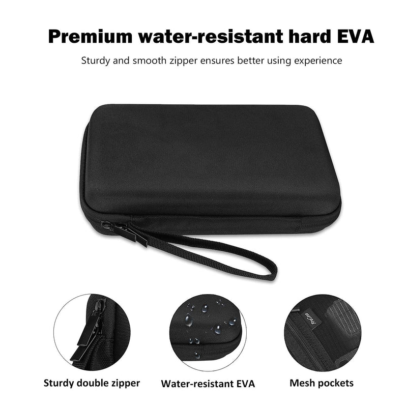 ProCase Hard Travel Tech Organizer Case Bag for Electronics Accessories Charger Cord Portable External Hard Drive USB Cables Power Bank SD Memory Cards Earphone Flash Drive -Black Black