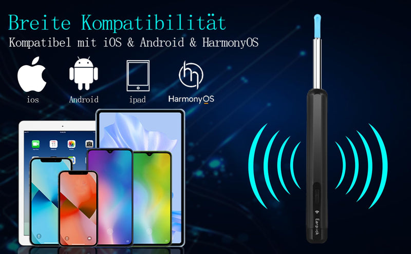 LEBEXY Ear Cleaner Ear Wax Remover Otoscope 1920P WiFi Ear Cleaner Camera with 6 LEDs Ear Camera 10 mm Focal Length Ear Endoscope Ear Cleaning Ear Mirror for Android/IOS/Harmony OS