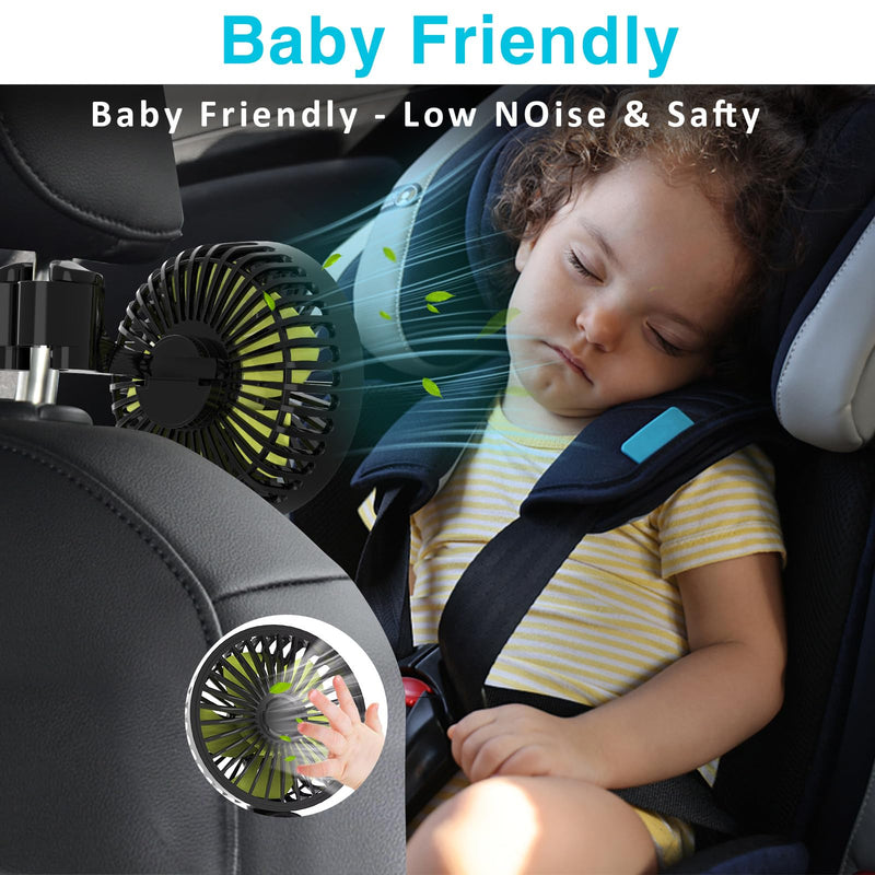 Dealswin USB Single Head Car Fan and USB Dual Head Car Fan for Backseat for Kids