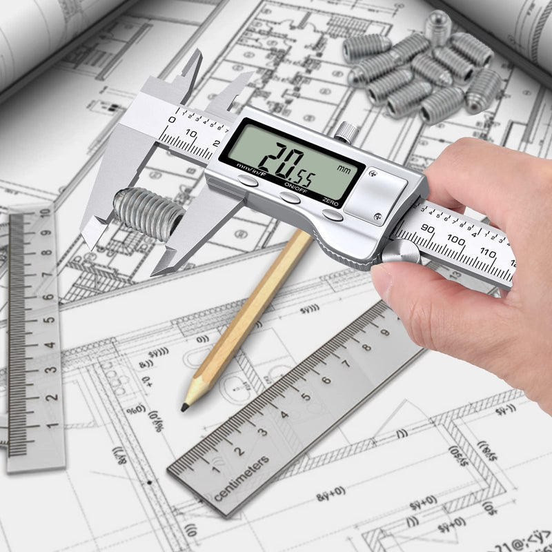 Proster Digital Caliper 8 Inch/200 mm + 32 Feeler Gauge Calliper Stainless Steel Electronic Caliper Inch/Fractions/Metric Caliper for Length Width Depth Inner / Outer Diameter 200 mm