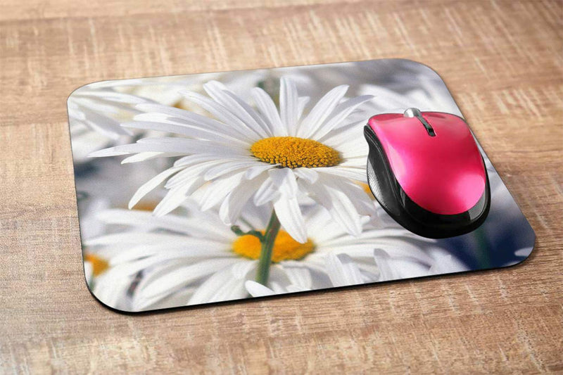 Nicokee Daisy Gaming Mousepad White Pure Daisy Flower Mouse Pad Mouse Mat for Computer Desk Laptop Office 9.5 X 7.9 Inch Non-Slip Rubber M02-016