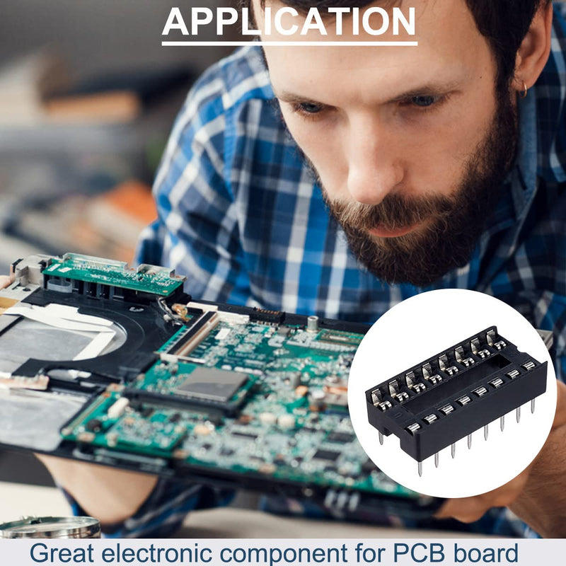 DAOKAI Dip IC Sockets, Pack of 50 16-Pin IC Socket Soldering Set, Dual Row Solder Adapter Set, 2.54 mm Pitch, Flat Pin Chip Connector Adapter 16 Pin IC Chip Socket Adapter