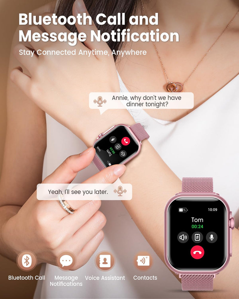 Smart Watch for Women Men Fitness: Smartwatch for iPhone Android with SpO2 Blood Oxygen/Heart Rate Monitor, Sleep Tracking, Bluetooth Calls , 120+ Sports Modes, IP68, 2 Bands 30-Day Battery Life