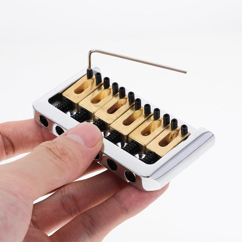 [AUSTRALIA] - 6 String Hard-tail Fixed Bridge Set with Wrench and Screws for Electric Guitar Replacement Parts guitar bridge, bridge(Golden) 