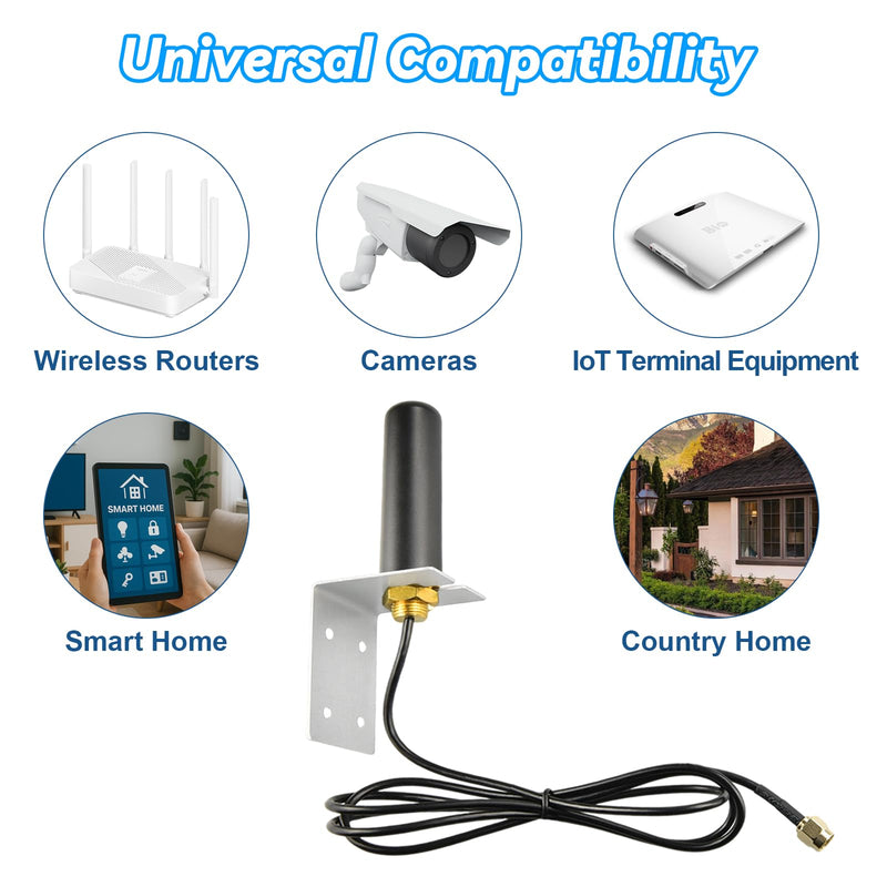 Dual Band WiFi Antenna 2.4Ghz 5Ghz/5.8Ghz Indoor Outdoor Omnidirectional WiFi Antenna 5 dBi Gain SMA Male & RP-SMA Male Connector for WiFi Router Hotspot PCI Card IoT Gateways Security Camera