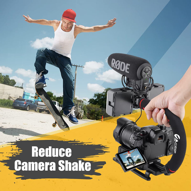 Zeadio Video Action Stabilizing Handle Grip Handheld Stabilizer with Hot-Shoe Mount for Canon Nikon Sony Panasonic Pentax Olympus DSLR Camera Camcorder Single Handed