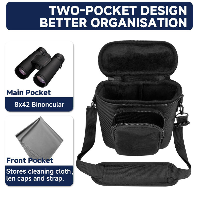 [AUSTRALIA] - Travel Protective Case for NIKON Monarch M5 M7 8x42 Binocular, Durable Fabric Storage Bag with Shoulder Strap Compatible with Nikon PROSTAFF P3 8x42 10x42 Binocular, Black (Case Only) 