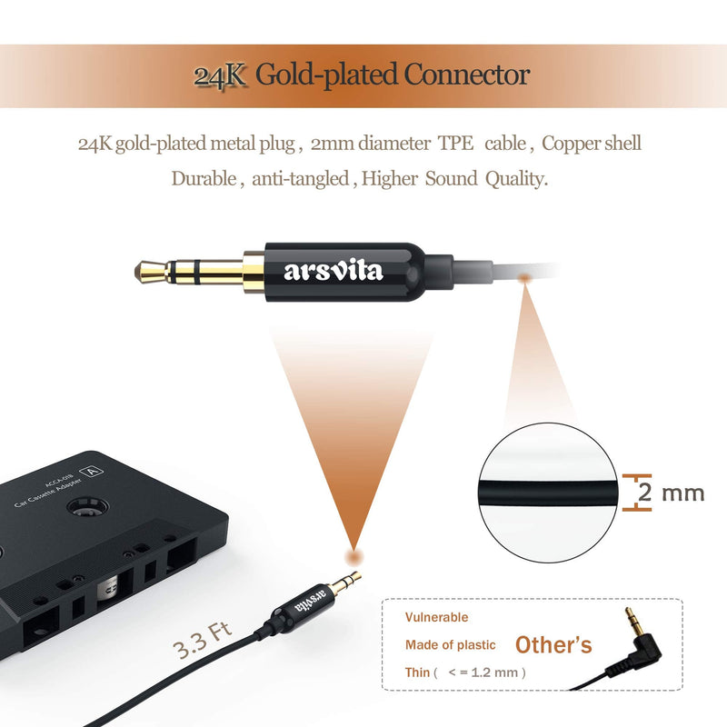 Car Audio aux Cassette Adapter and a Type C to 3.5mm Audio Aux Jack Adapter,Compatible for Google, Samsung, Xiaomi, Huawei All Type C Port Devices.