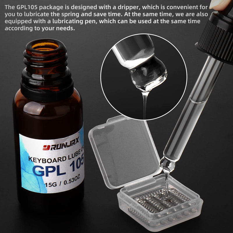 RUNJRX Keyboard Switch Lube Grease Oil GPL 205 0.53oz and GPL 105 0.53oz for Mechanical Keyboard Springs Stabilizers and Switches GPL-15G GPL105+205