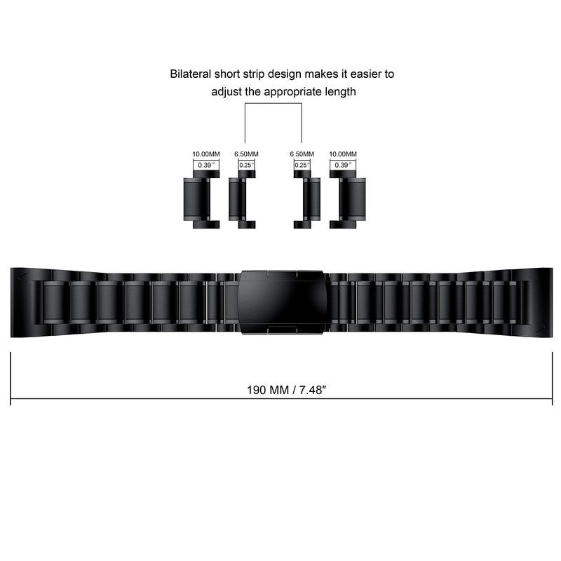 Band Compatible with Fenix 8 51mm/ Fenix 7X/ Fenix 6X Band, 26mm Titanium Metal Band Quick Fit Replacement Strap for Garmin Fenix 7X/ 6X Pro/ 5X/ 5X Plus/Enduro 3/tactix 7 Bands, Black