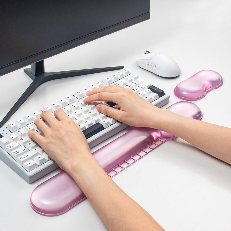 Gel Wrist Rest for Keyboard and Mouse, Pink Wrist Rest Set | Cute Wrist Rest for Computer Keyboard 60%/68%/75%,Comfort & Support for Typing and Gaming