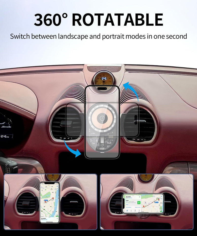 Wireless Charging Car Phone Holder for Porsche 718 Boxster/Cayman 2017-2025 | Magsafe Accessories Fast Charging Magnetic Cell Phone Holder Clip Compatible with iPhone Android, 3D Fit Vehicle Phone Stand