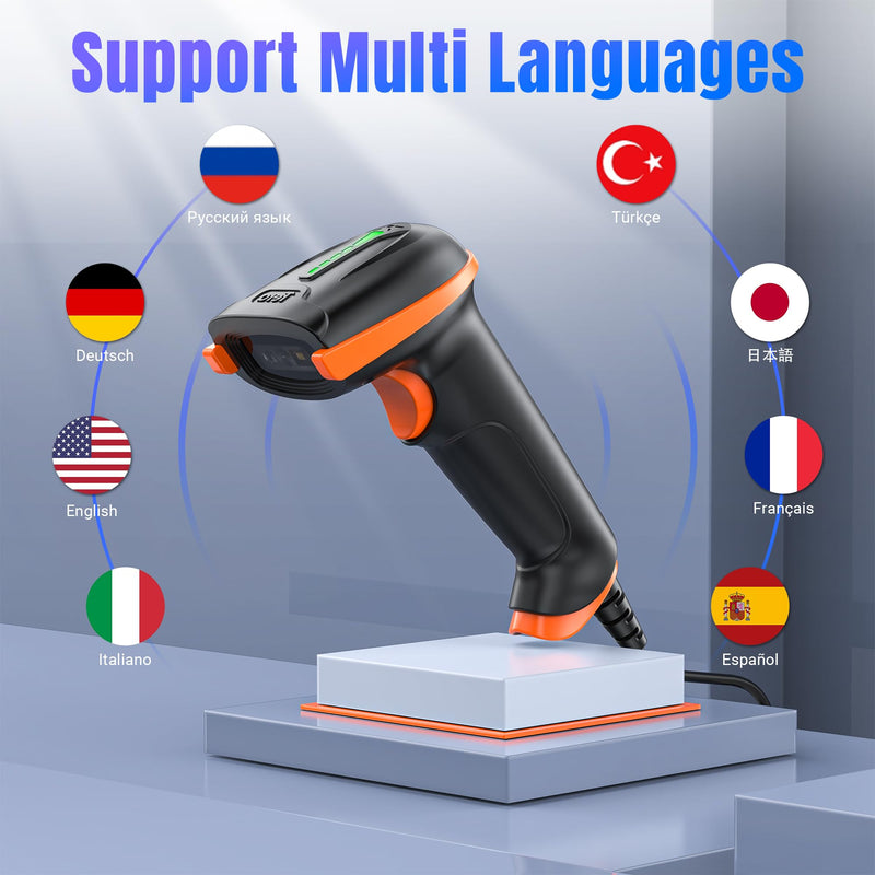 [AUSTRALIA] - Tera Upgraded USB 1D 2D QR Barcode Scanner Wired, Officially Certified Dustproof Shockproof Waterproof IP65 Ergonomic Handle Fast and Precise Scan for Windows Linux Plug and Play Model D5100Y 2D Wired 
