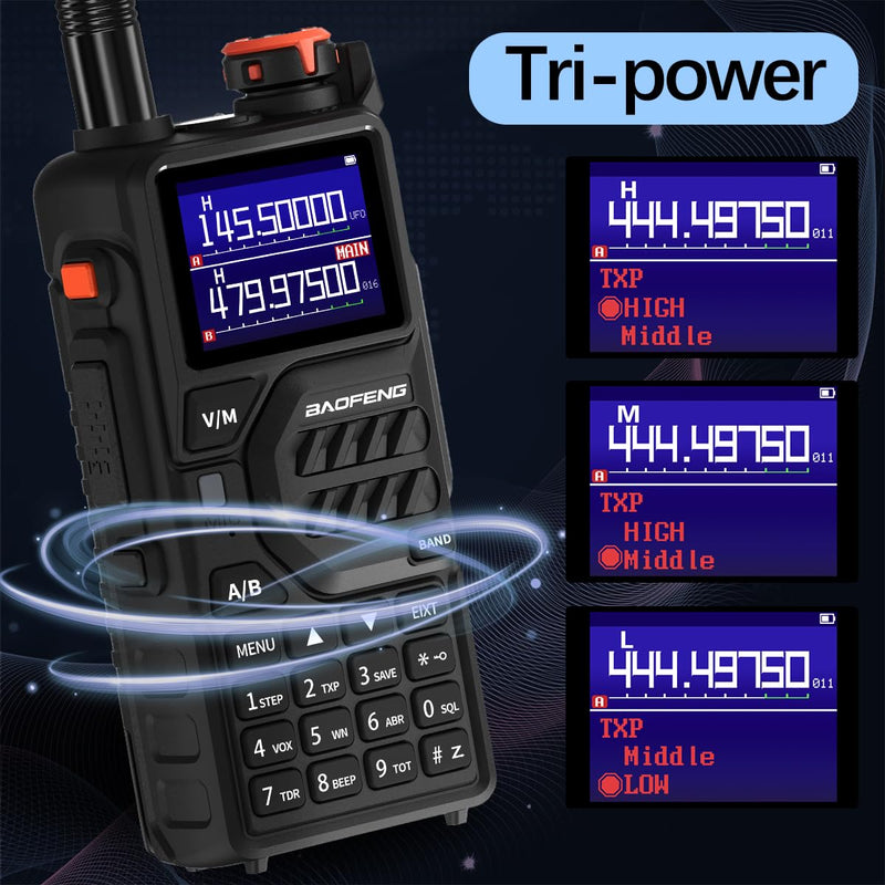 BAOFENG Radio K5PLUS Ham Radio Handheld UV-K5 Walkie Talkies Long Range Two Way Radio,GMRS Radio with Copy Frequency,AM,USB-C Charging for Hunting Survival Gear