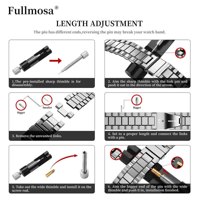 Fullmosa No-Tool Needed Compatible Apple Watch Band with Case 49mm 45mm 44mm 42mm Black Stainless Steel iWatch Band with Case for Apple Watch Series 8/7/6/5/4/3/2/1/SE/SE2/Ultra, 42mm 44mm