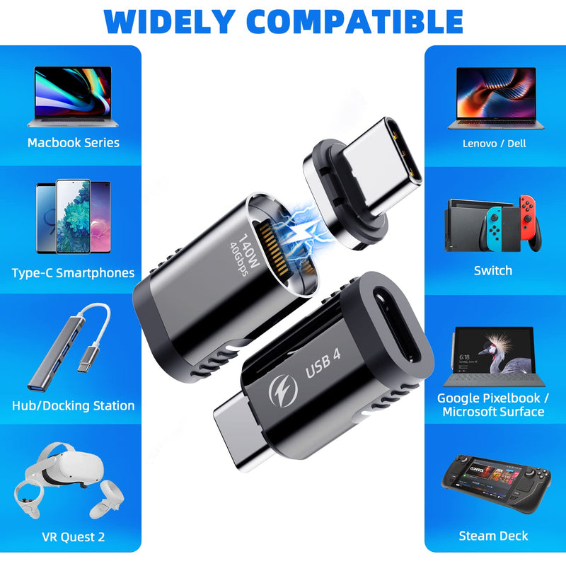 140W Straight + 240W Right Angle USB C Magnetic Adapter - 4 Pack