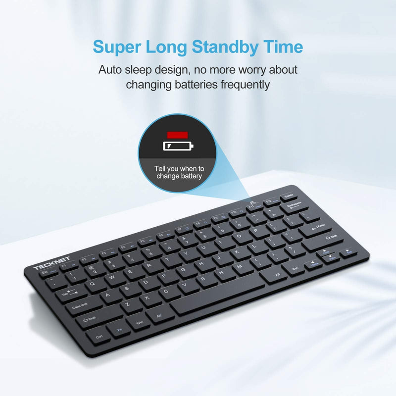 TECKNET Wireless Keyboard, 2.4G Portable Mini Computer Keyboard, Quiet Click, 12 Media Keys, Print Screen Key, Compact Ergonomic USB Keyboard for Laptop, Desktop, Smart TV, Notebook, Chromebook